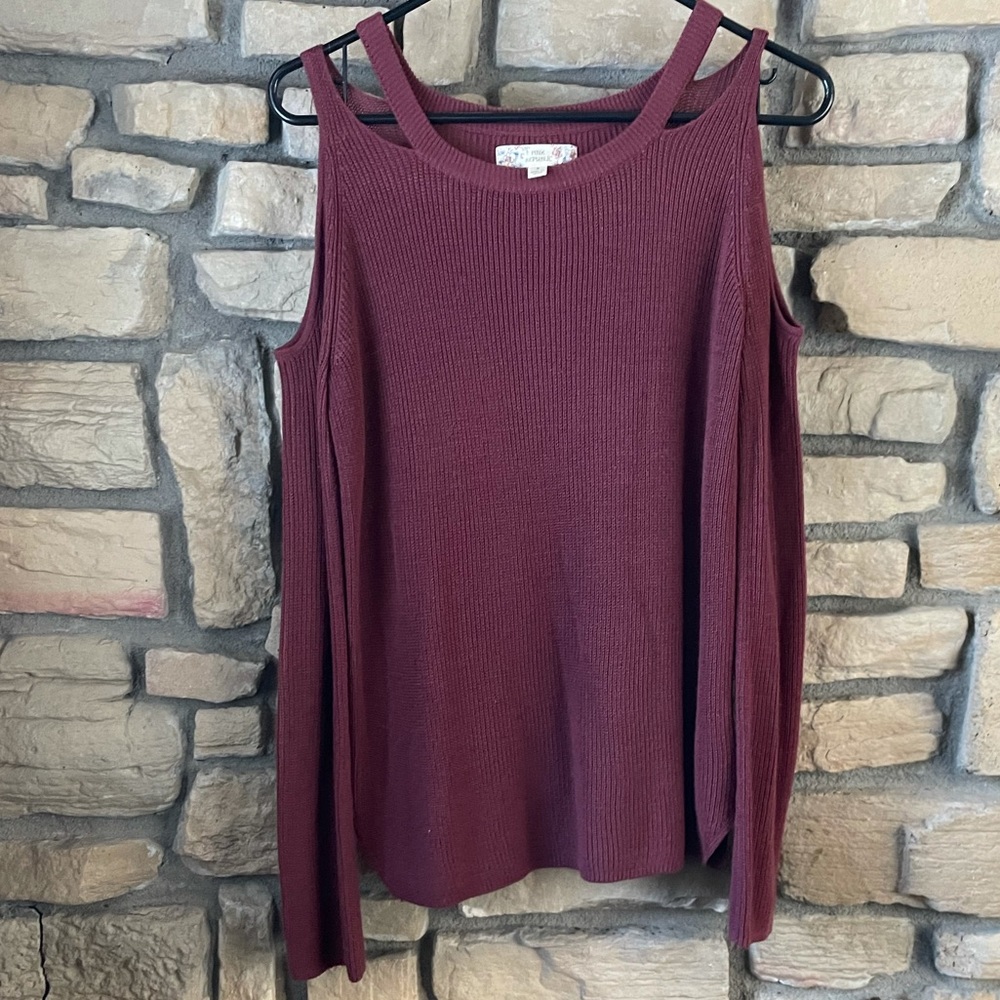 Light Knit Open Shoulder Sweater